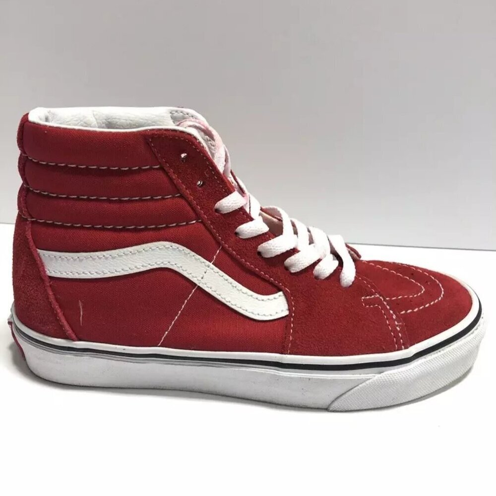Vans Women’s Sk8-Hi, Red Lace Skate Sneakers, Size 6.5M.
